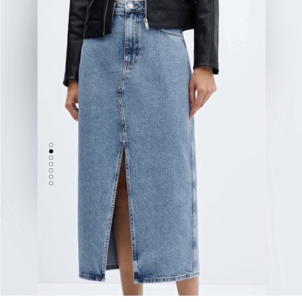 MNG mango Anais denim midi skirt blue size small